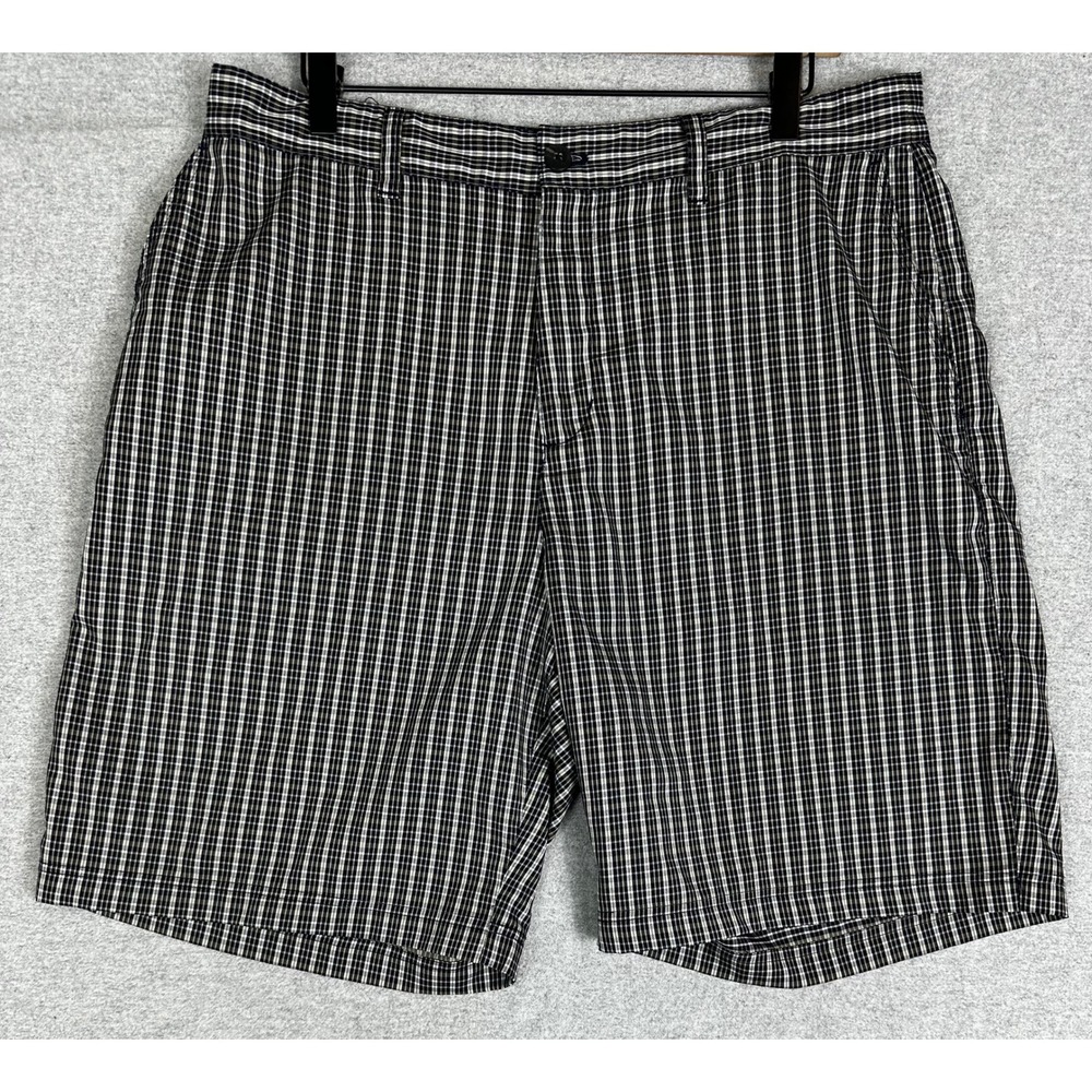 Adidas Golf Shorts Mens 34 Black Plaid Stretch Lightweight Performance